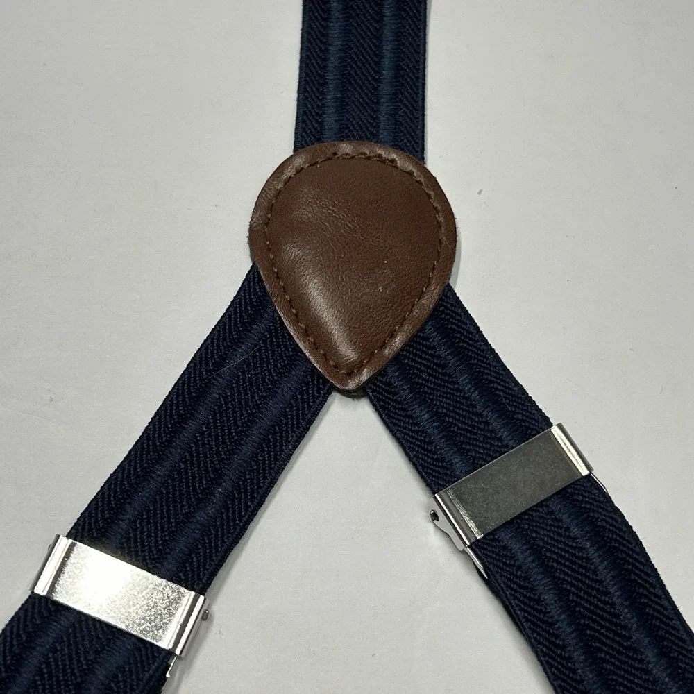 The Childrens Place Kids Navy Herringbone Suspenders Y-Back Adjustable Size 6-16